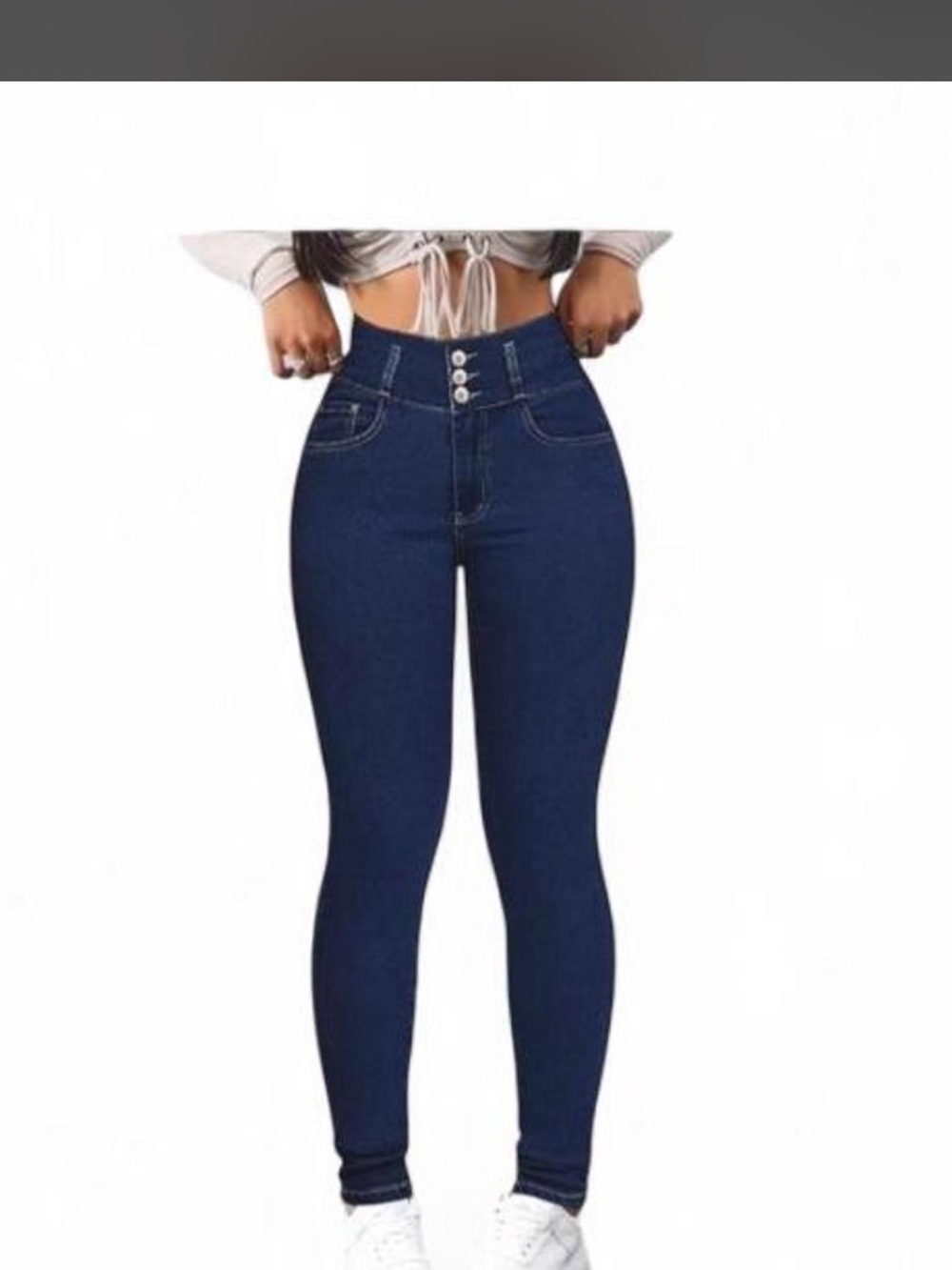 High-Waist Dark Blue Women’s Skinny Jeans